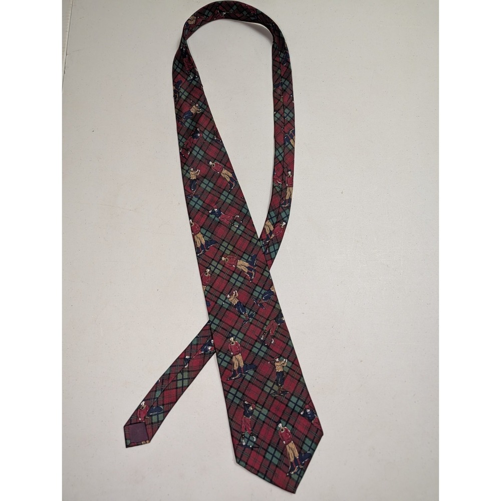 Woodward‎ Tie Golf Pattern 100% All Silk Wide Classic Tie Necktie